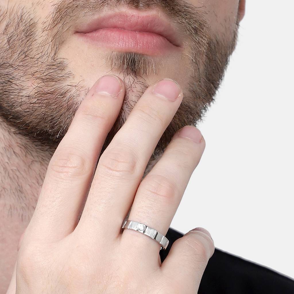 Clara 925 Sterling Silver Adjustable Matte Finish Rhodium Plated Neel Band Ring For Men & Boys : CSMR12
