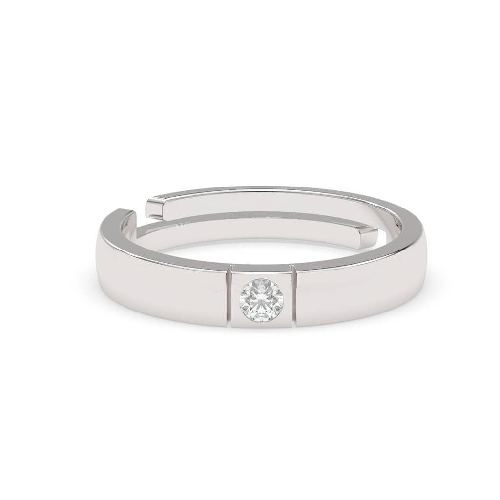 Clara 925 Sterling Silver Adjustable Rhodium Plated Swiss Zirconia Elias Band Ring For Men & Boys : CSMR14