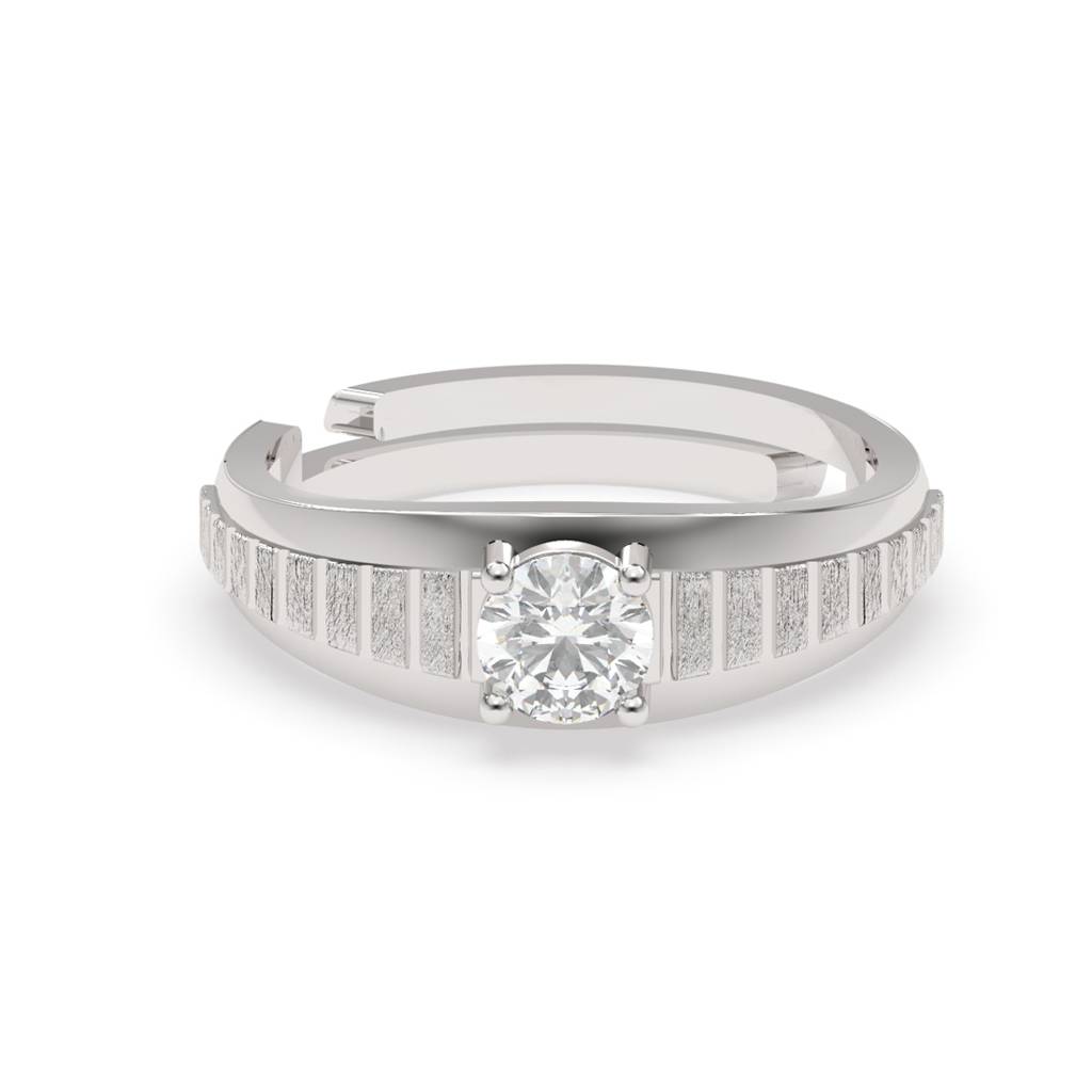 Clara 925 Sterling Silver Adjustable Matte Finish Swiss Zirconia Step Band Ring For Men & Boys : CSMR17