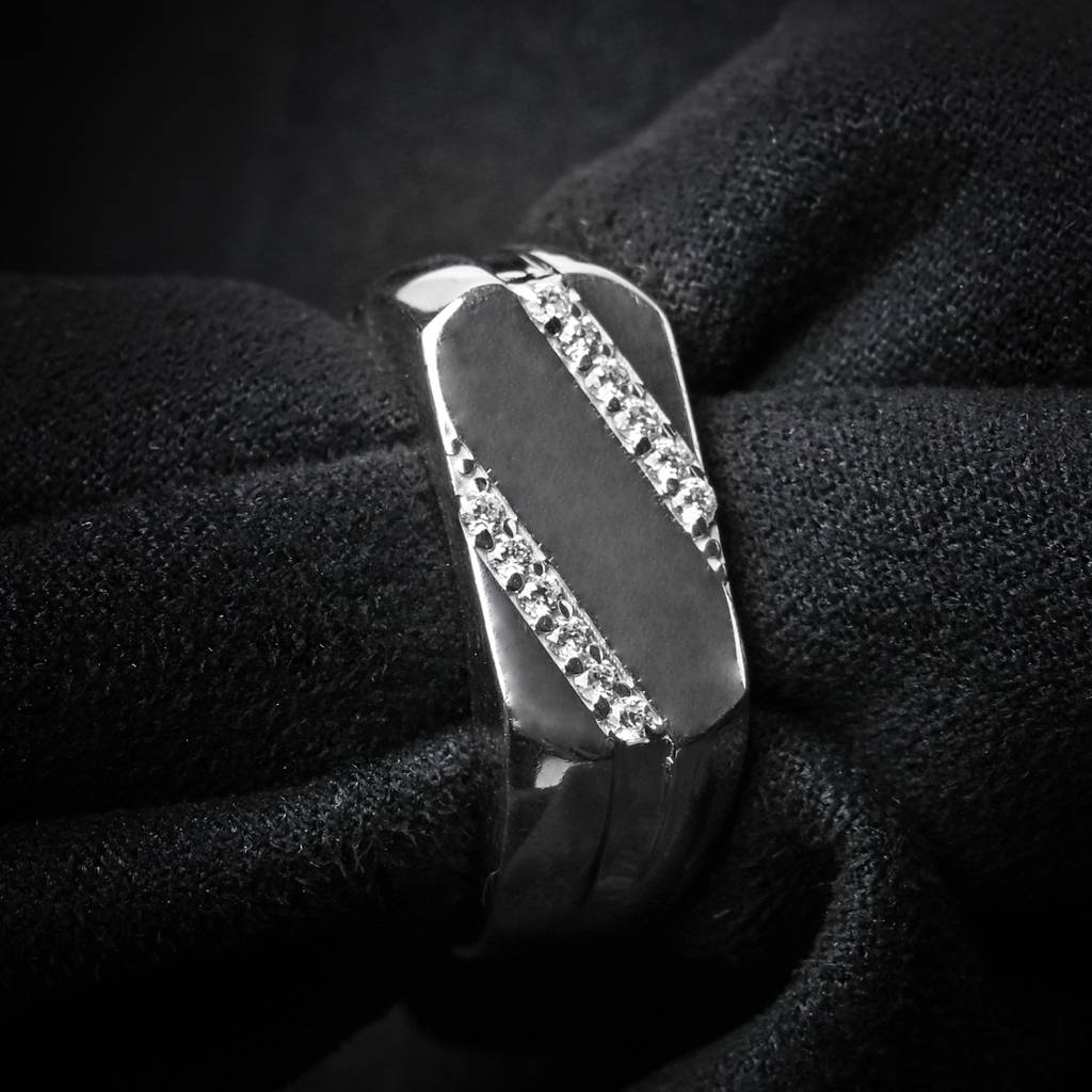 Clara 925 Sterling Silver Adjustable Rhodium Plated Swiss Zirconia Boaz Band Ring For Men & Boys : CSMR1