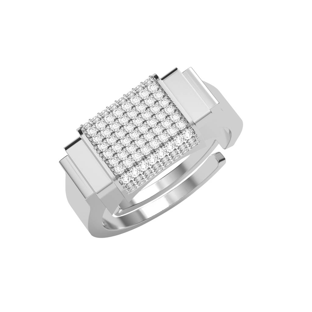 Clara 925 Silver Size Adjustable Platinum Plated Swiss Zirconia Magnus Men Ring For Men & Boys : CSMR25