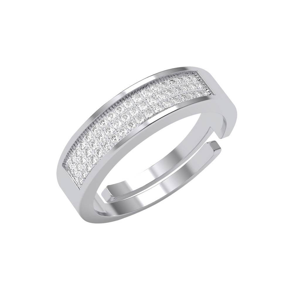 Clara 925 Silver Size Adjustable Platinum Plated Swiss Zirconia Izan Men Ring For Men & Boys : CSMR27