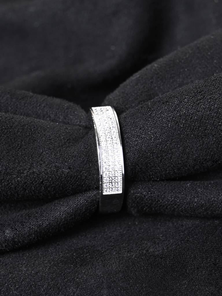 Clara 925 Silver Size Adjustable Platinum Plated Swiss Zirconia Izan Men Ring For Men & Boys : CSMR27