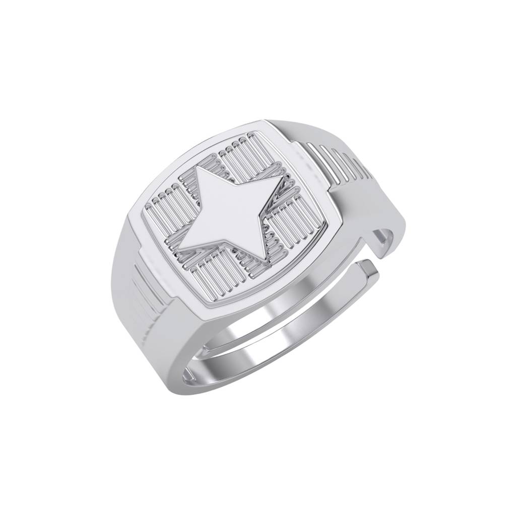Clara 925 Silver Size Adjustable Platinum Plated Star Men Ring For Men & Boys : CSMR32