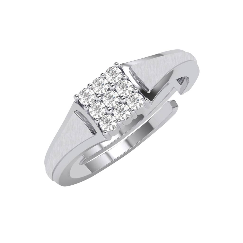 Clara 925 Silver Size Adjustable Platinum Plated Swiss Zirconia Carlo Men Ring For Men & Boys : CSMR35