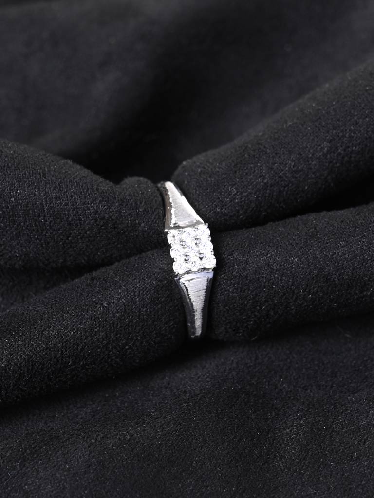 Clara 925 Silver Size Adjustable Platinum Plated Swiss Zirconia Carlo Men Ring For Men & Boys : CSMR35