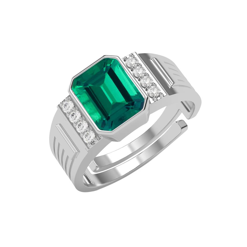 thumbnail interactive-video image 1 of Platinum Plated Green Lantern Ring – Austrian Crystal, Solitaire Style, Superhero 1 of 5