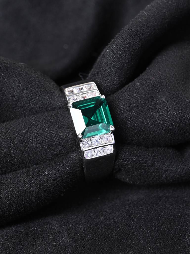 Clara 925 Silver Size Adjustable Platinum Plated Swiss Zirconia Prince Men Ring For Men & Boys : CSMR39