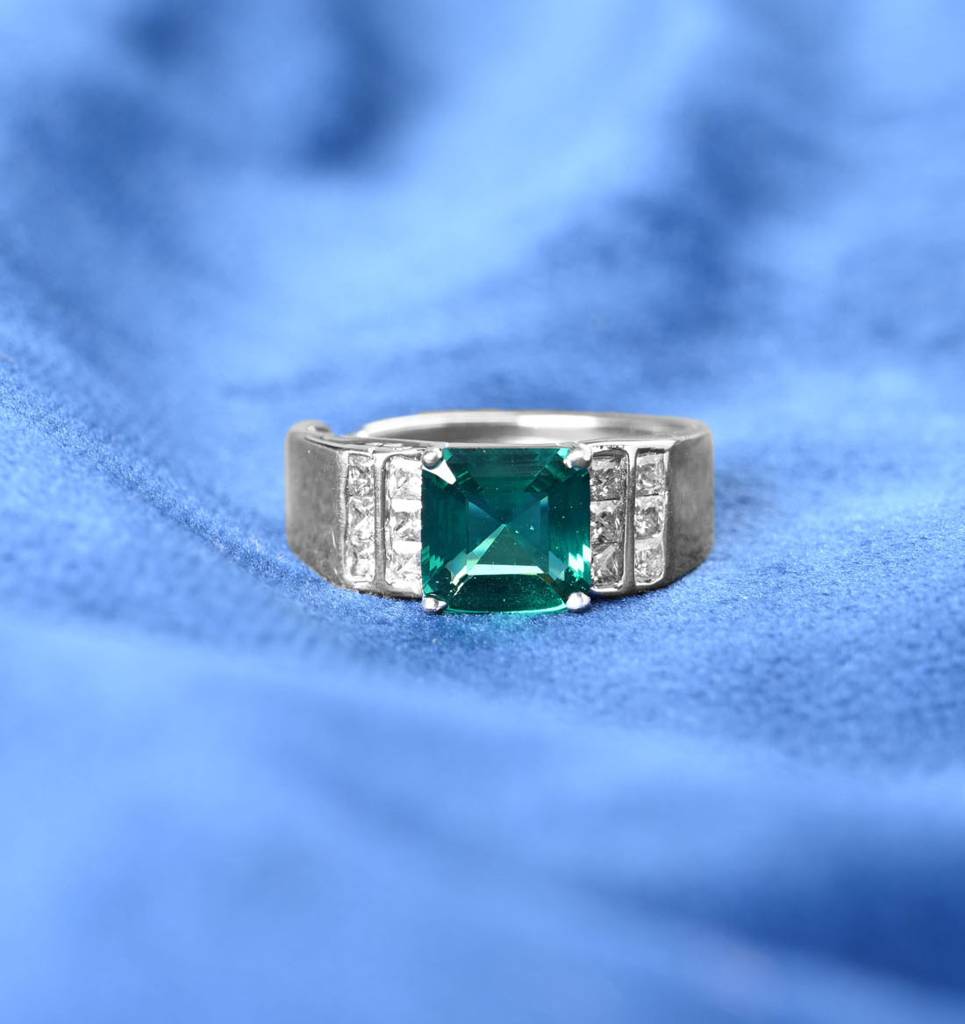 Clara 925 Silver Size Adjustable Platinum Plated Swiss Zirconia Prince Men Ring For Men & Boys : CSMR39
