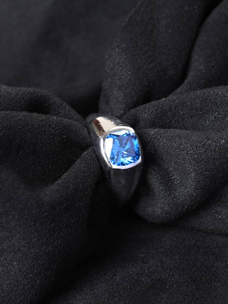 Clara 925 Silver Size Adjustable Platinum Plated Swiss Zirconia Tygo Men Ring For Men & Boys : CSMR40