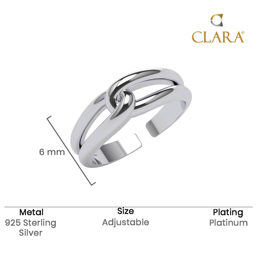 Clara 925 Silver Size Adjustable Platinum Plated Promise Knot Men Ring For Men & Boys : CSMR41
