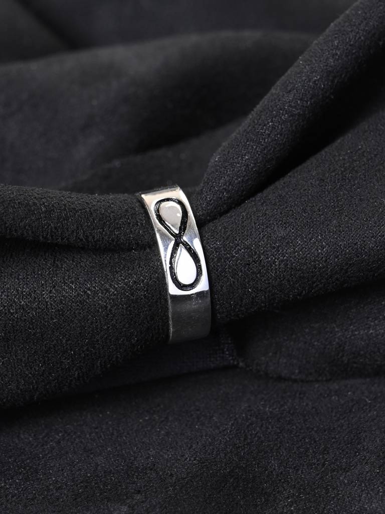 Clara 925 Silver Size Adjustable Platinum Plated Infinity Men Ring For Men & Boys : CSMR43