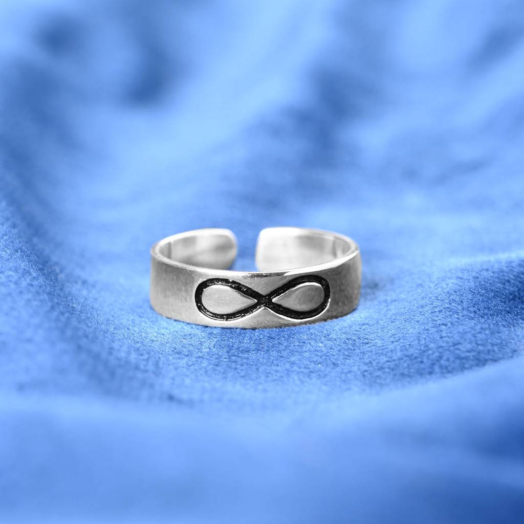 Clara 925 Silver Size Adjustable Platinum Plated Infinity Men Ring For Men & Boys : CSMR43