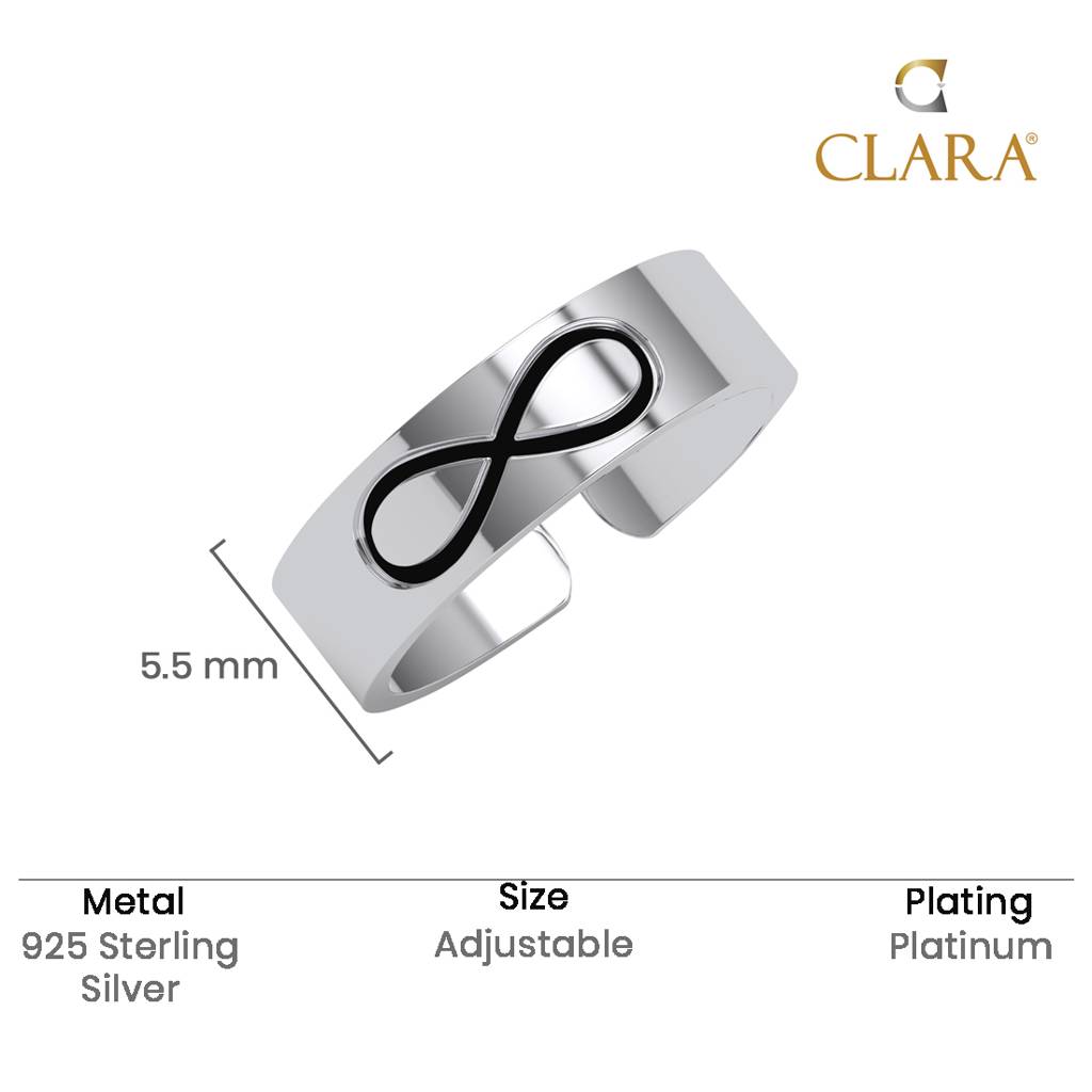 Clara 925 Silver Size Adjustable Platinum Plated Infinity Men Ring For Men & Boys : CSMR43
