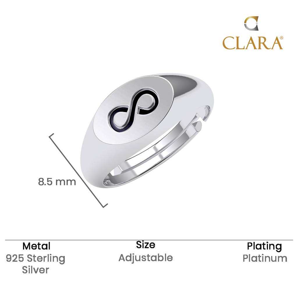 Clara 925 Silver Size Adjustable Platinum Plated Tian Infinity Men Ring For Men & Boys : CSMR44