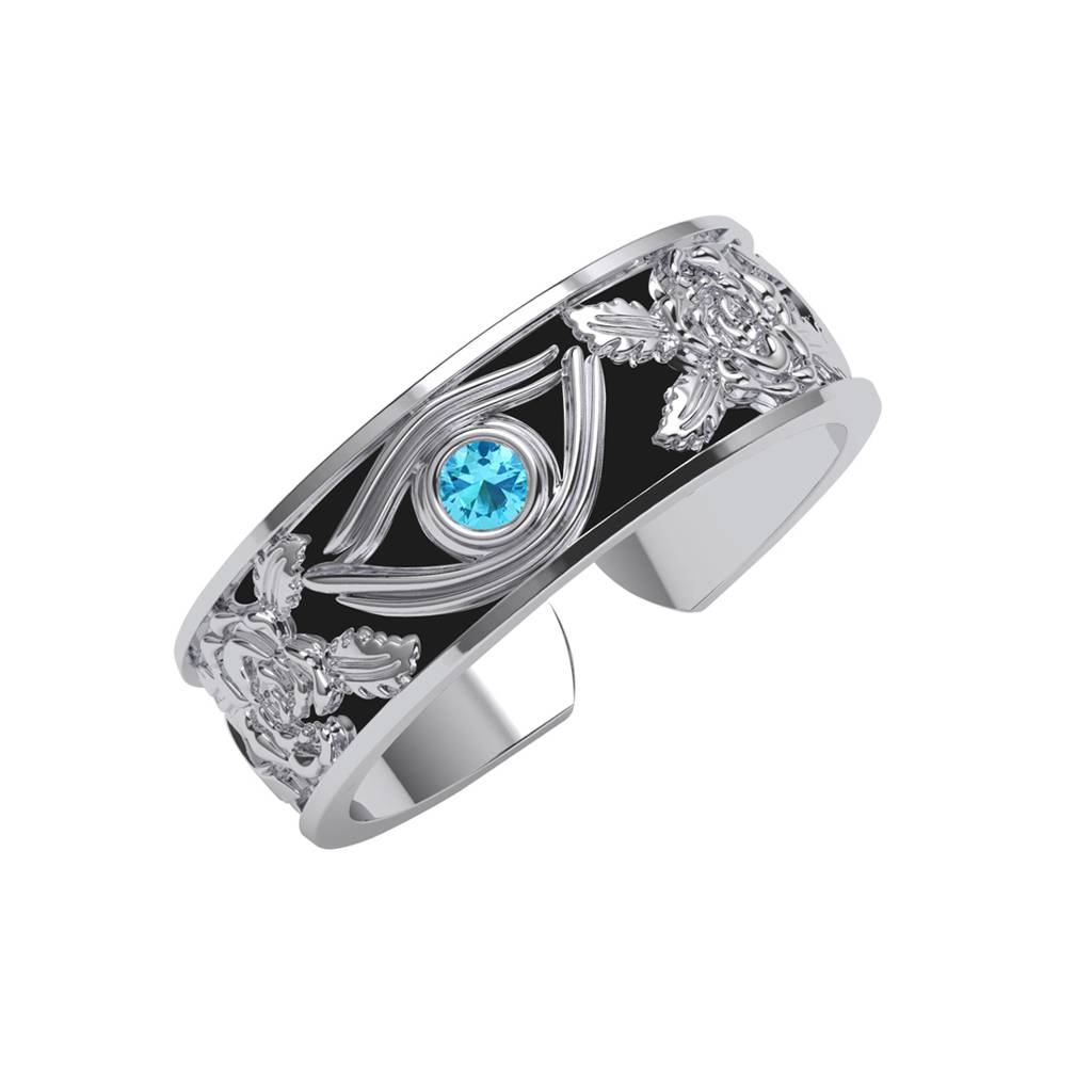 Clara 925 Silver Size Adjustable Swiss Zirconia Oxidised Evil Eye Men Ring For Men & Boys : CSMR47