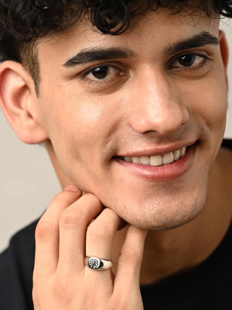 Clara 925 Silver Size Adjustable Platinum Plated Religious Ganesha Men Ring For Men & Boys : CSMR49