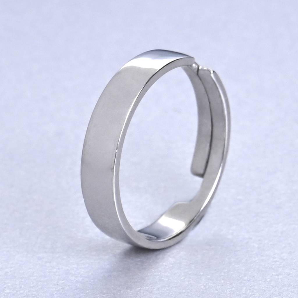 Clara 925 Sterling Silver Adjustable Rhodium Plated Hero Band Ring For Men & Boys : CSMR5