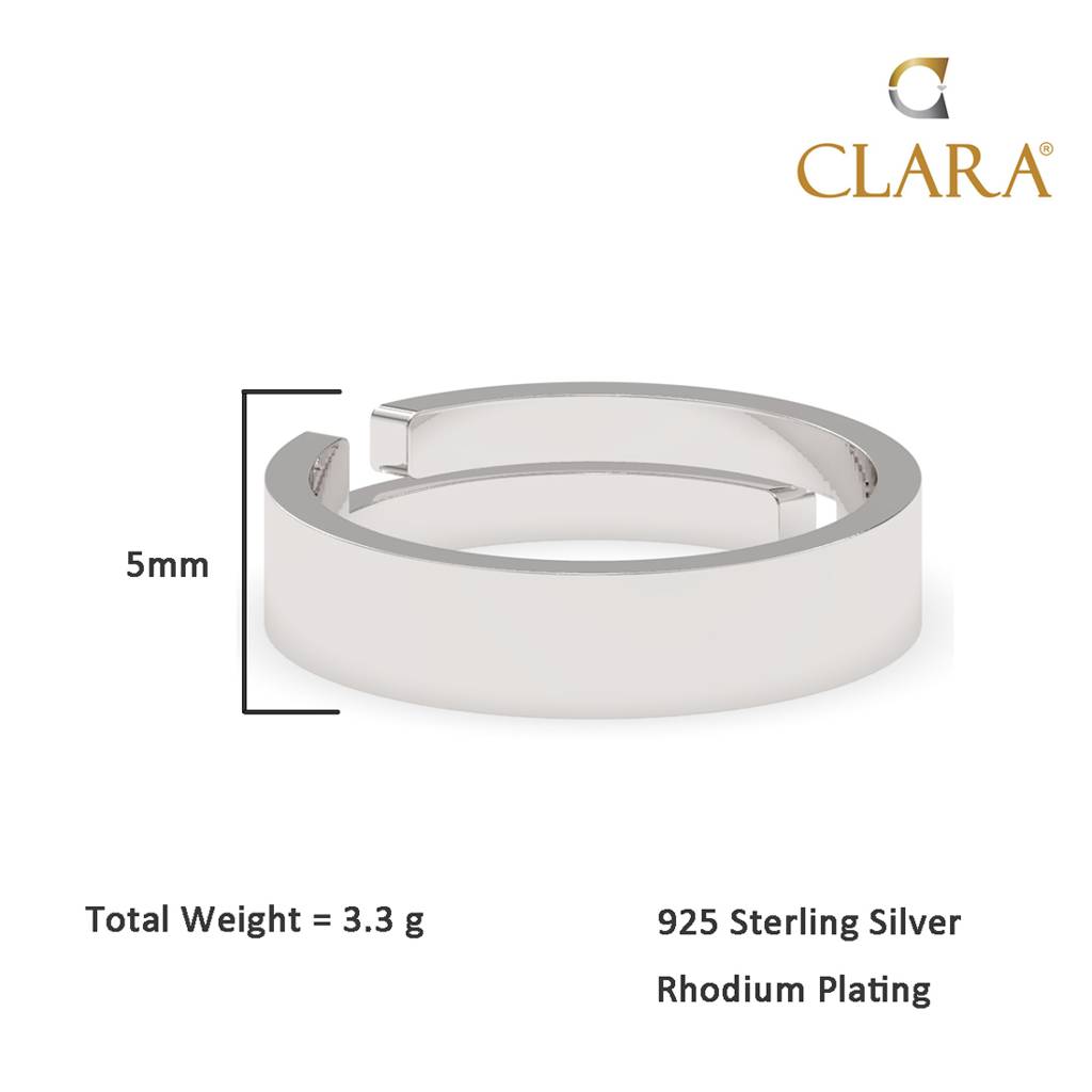 Clara 925 Sterling Silver Adjustable Rhodium Plated Hero Band Ring For Men & Boys : CSMR5