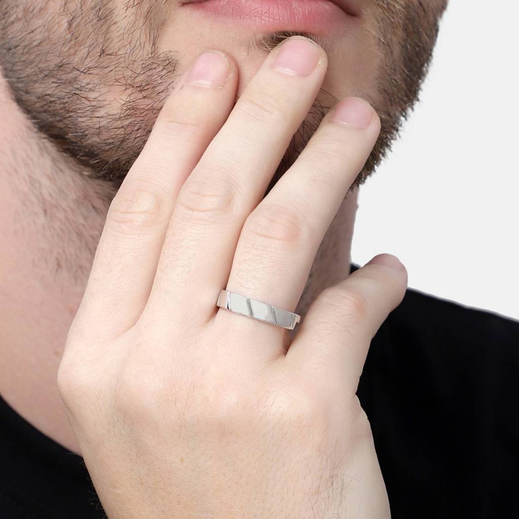 Clara 925 Sterling Silver Adjustable Rhodium Plated Twist Band Ring For Men & Boys : CSMR6