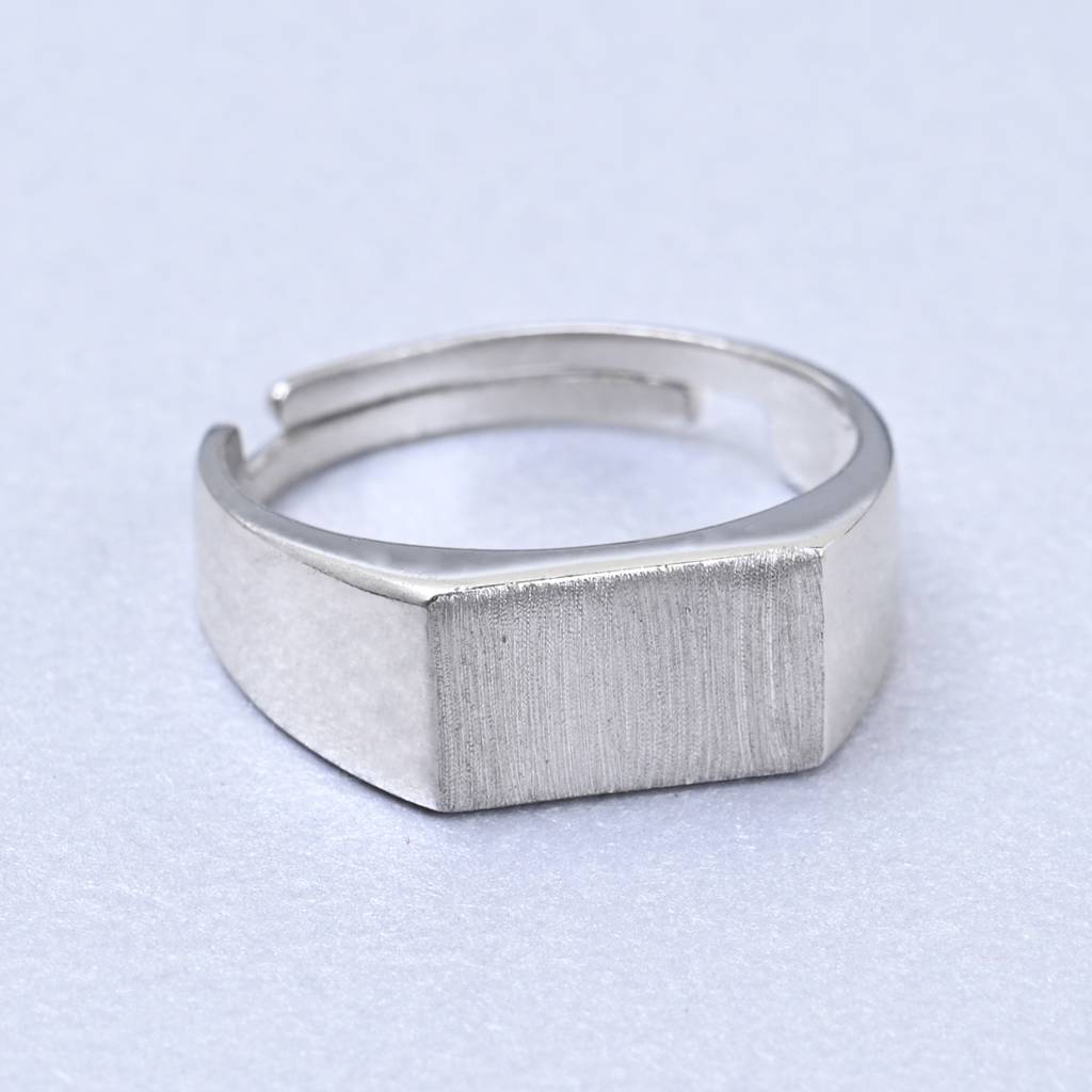 Clara 925 Sterling Silver Adjustable Matte Finish Rhodium Plated Jorn Band Ring For Men & Boys : CSMR8