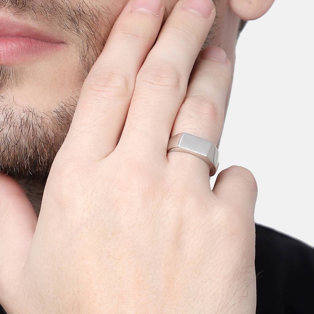 Clara 925 Sterling Silver Adjustable Matte Finish Rhodium Plated Jorn Band Ring For Men & Boys : CSMR8