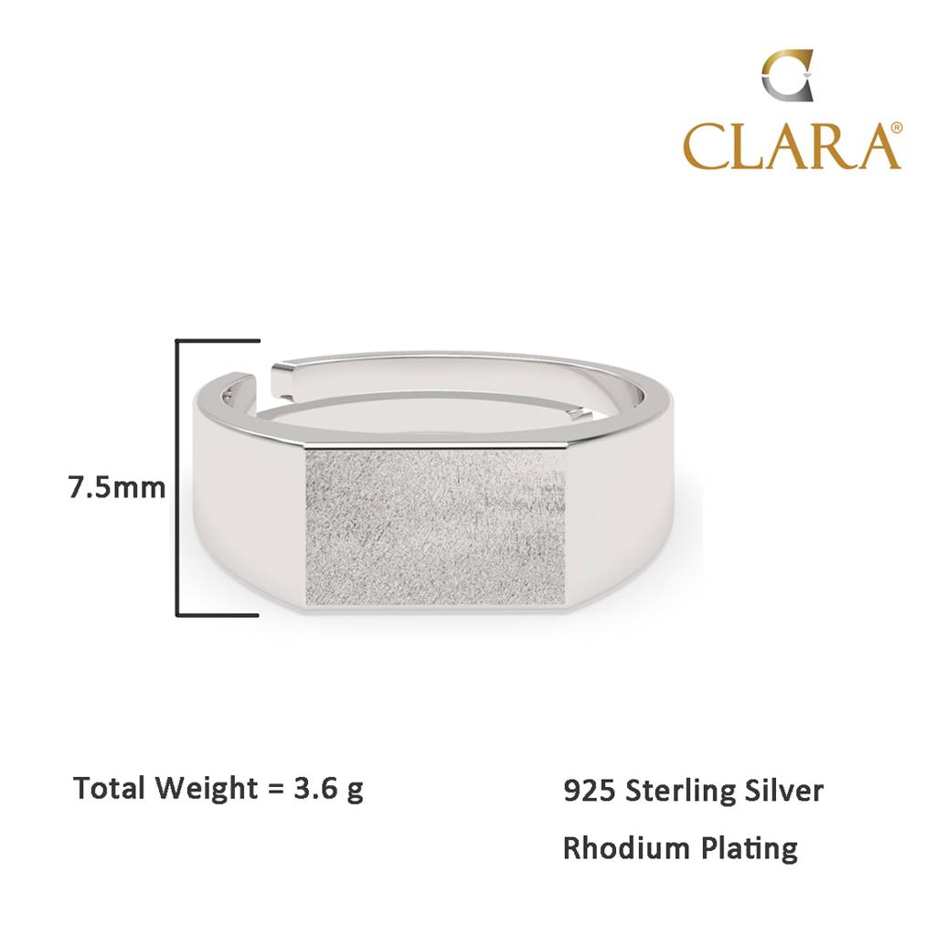 Clara 925 Sterling Silver Adjustable Matte Finish Rhodium Plated Jorn Band Ring For Men & Boys : CSMR8