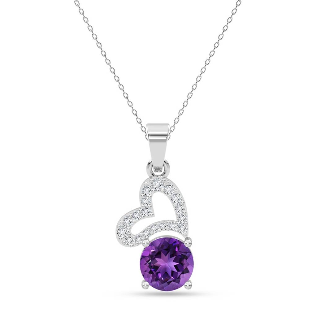925 Silver Platinum Plated Minimal Venti Purple Heart Pendant Necklace With Chain For Women & Girls : CSP213_LCH