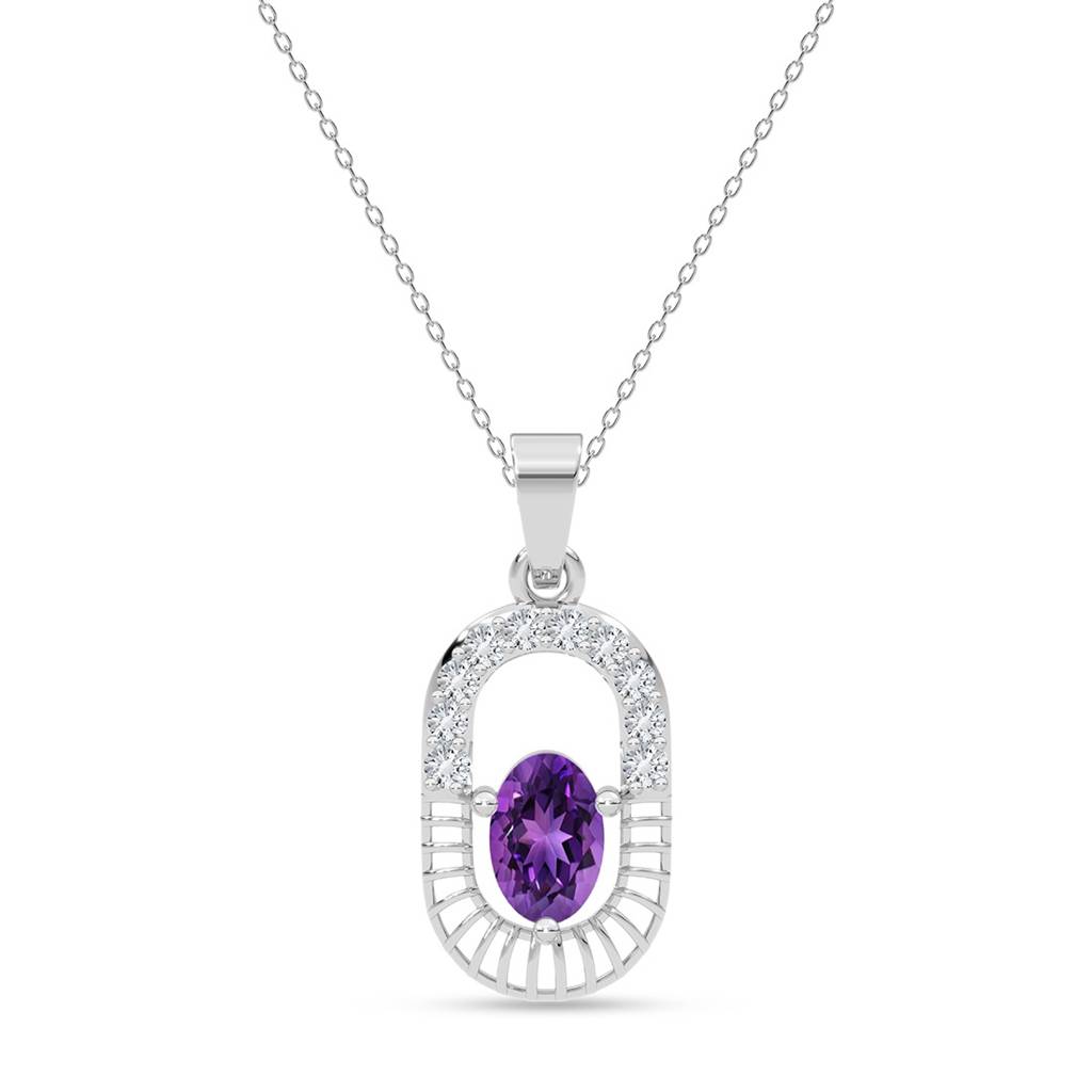 925 Silver Platinum Plated Minimal Asti Purple Pendant Necklace With Chain For Women & Girls : CSP215_LCH