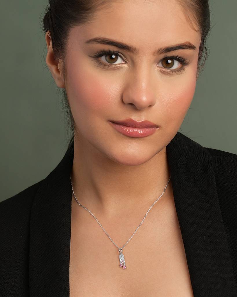 925 Silver Platinum Plated Minimal Giada Pendant Necklace With Chain For Women & Girls : CSP218_LCH