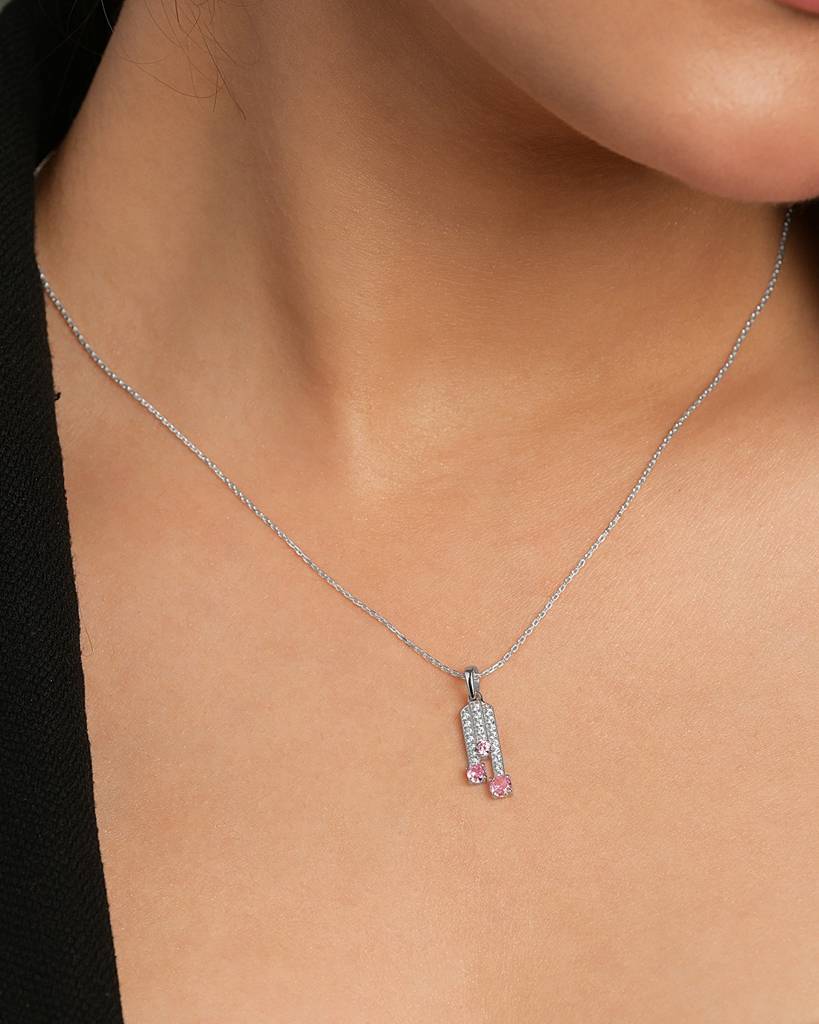 925 Silver Platinum Plated Minimal Giada Pendant Necklace With Chain For Women & Girls : CSP218_LCH
