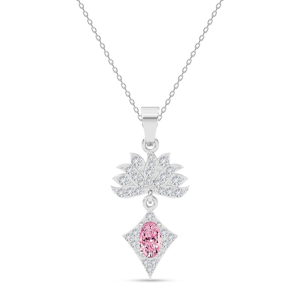 925 Silver Platinum Plated Minimal Alessia Pendant Necklace With Chain For Women & Girls : CSP225_LCH