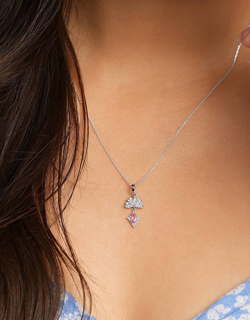 925 Silver Platinum Plated Minimal Alessia Pendant Necklace With Chain For Women & Girls : CSP225_LCH