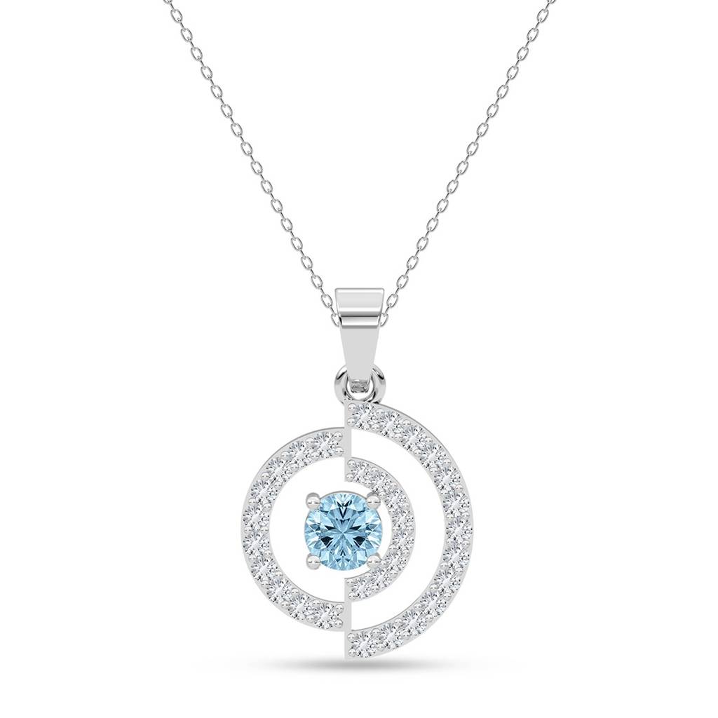925 Silver Platinum Plated Minimal Rici Sky Blue Pendant Necklace With Chain For Women & Girls : CSP234_LCH