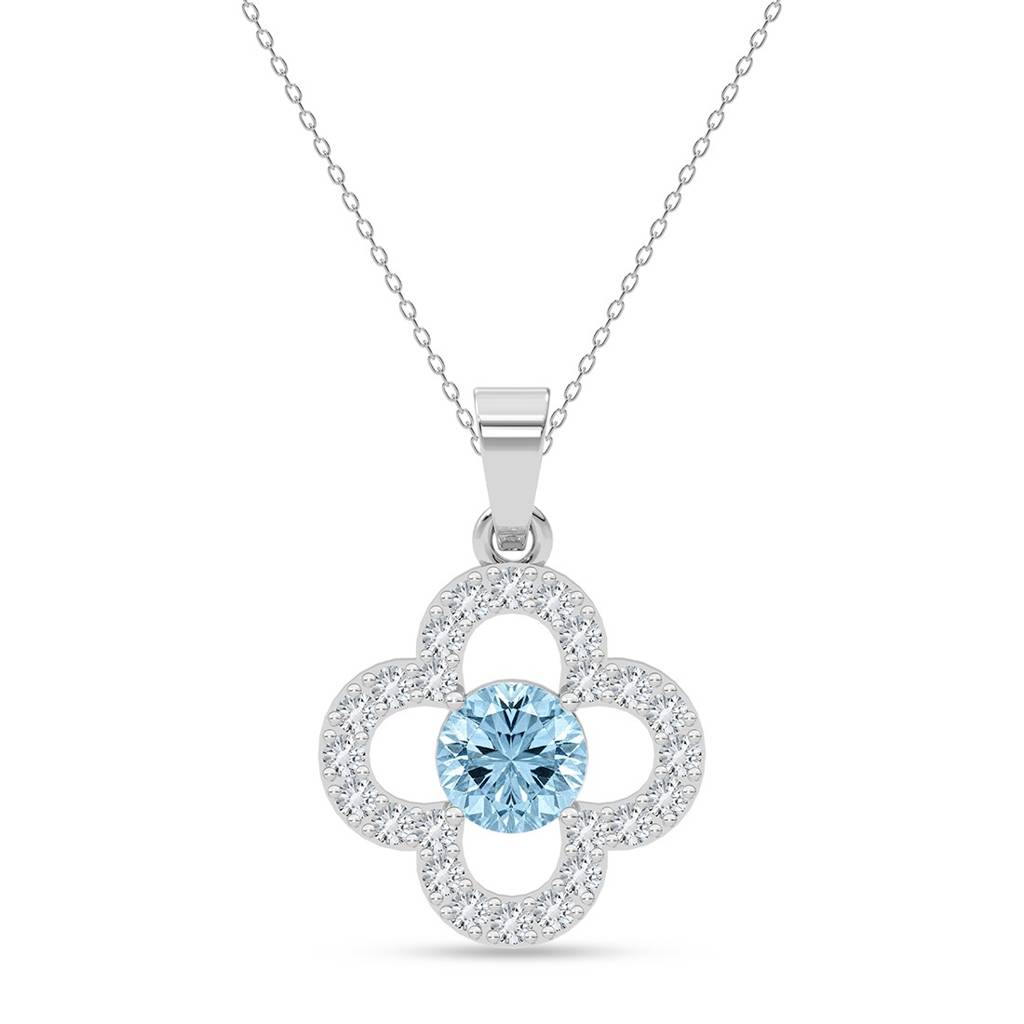 925 Silver Platinum Plated Minimal Genna Sky Blue Pendant Necklace With Chain For Women & Girls : CSP235_LCH