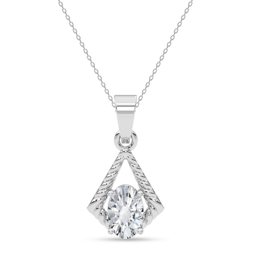 925 Silver Platinum Plated Minimal Nicola Sky Blue Pendant Necklace With Chain For Women & Girls : CSP238_LCH
