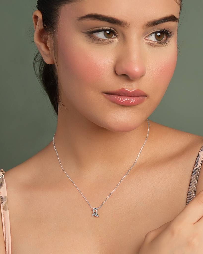 925 Silver Platinum Plated Minimal Fonda Pendant Necklace With Chain For Women & Girls : CSP239_LCH
