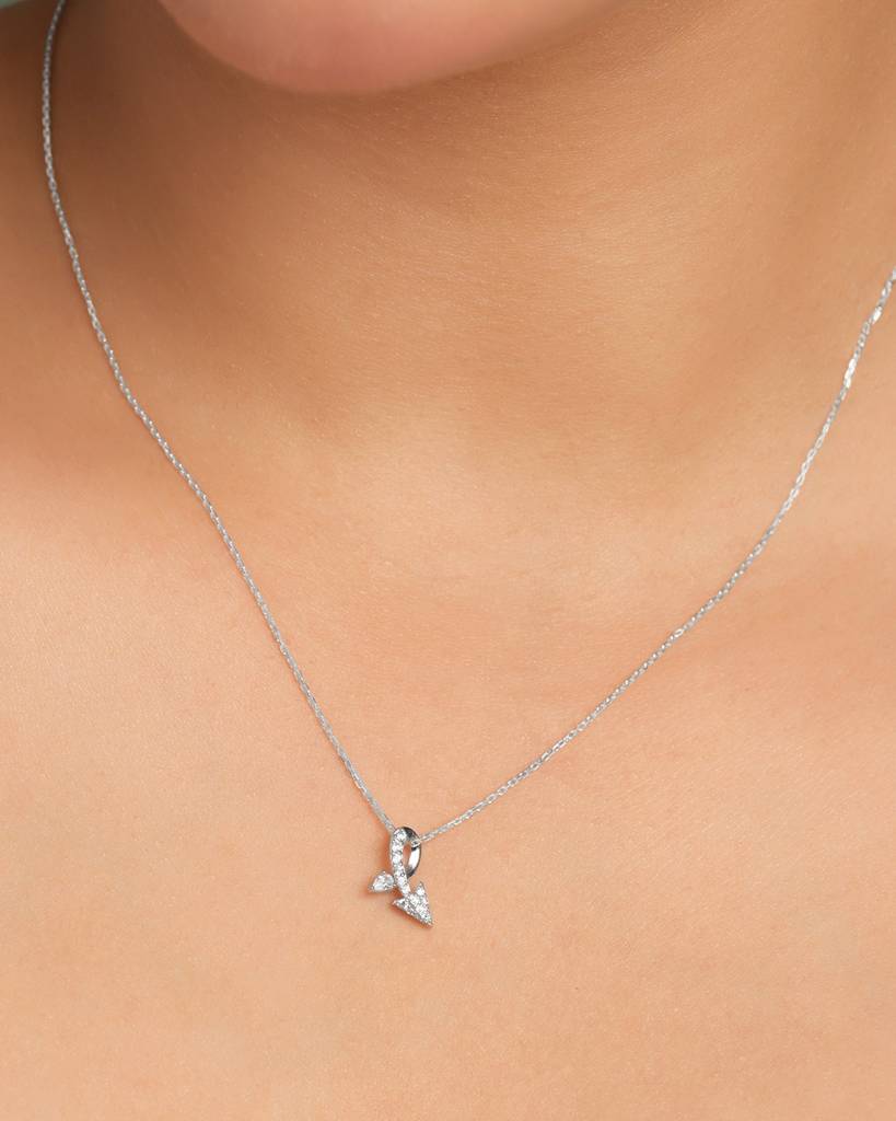925 Silver Platinum Plated Minimal Fonda Pendant Necklace With Chain For Women & Girls : CSP239_LCH