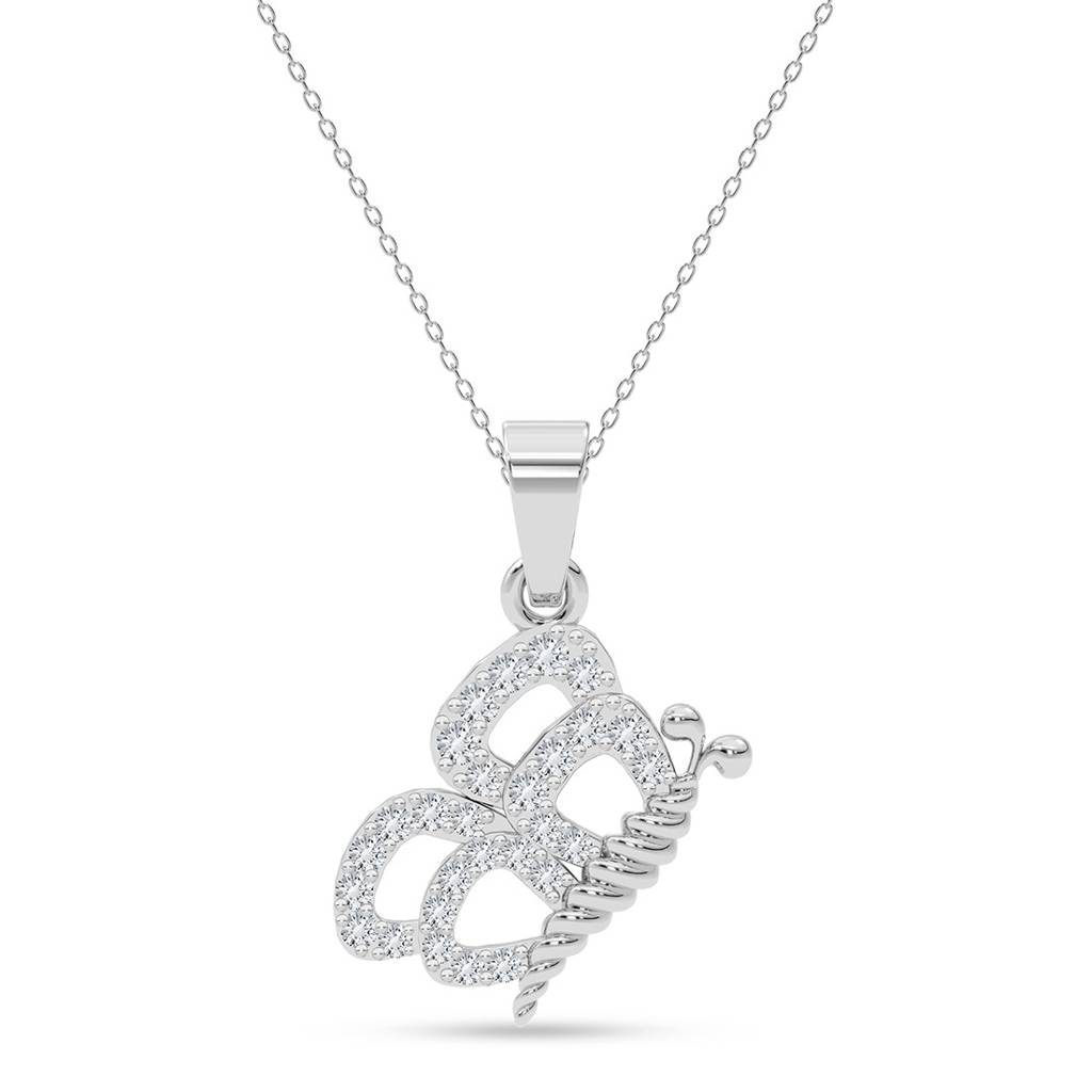 925 Silver Platinum Plated Minimal Milania Butterfly Pendant Necklace With Chain For Women & Girls : CSP244_LCH