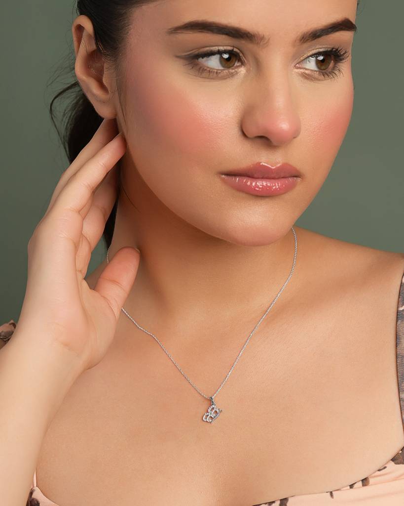 925 Silver Platinum Plated Minimal Milania Butterfly Pendant Necklace With Chain For Women & Girls : CSP244_LCH
