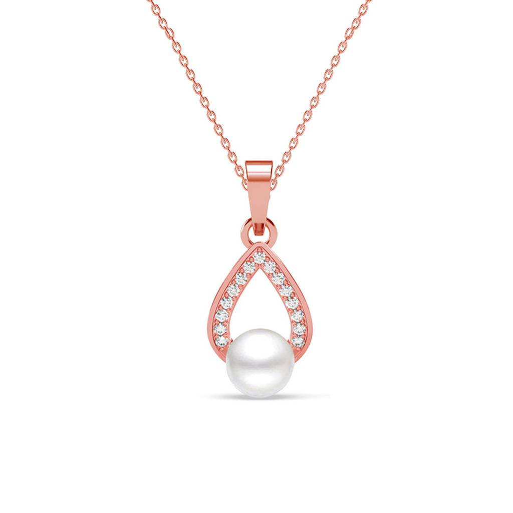 925 Sterling Silver Rose Gold Plated Swiss Zirconia Kashm Freshwater Pearl Pendant Chain Necklace For Women &  : CSPCZP39