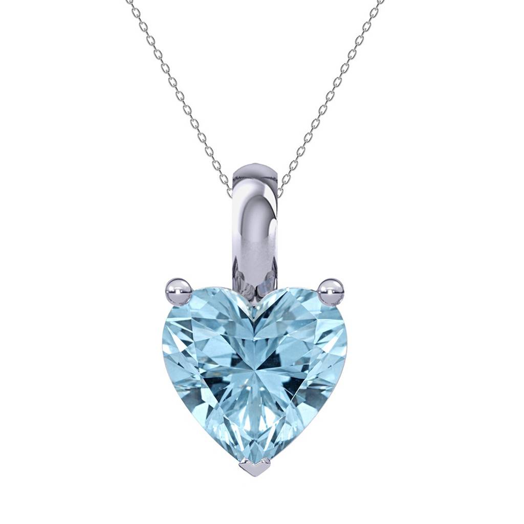 925 Sterling Silver Sky Blue Solitaire Heart Pendant With Chain : CSSOLP1HT_BT_LCH