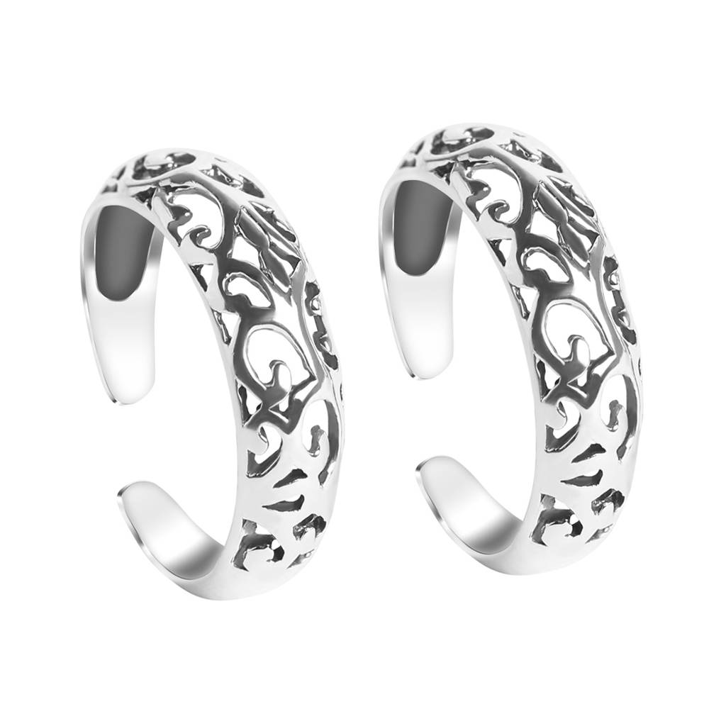 Clara 925 Sterling Silver Size Adjustable Intricate Toe Rings Pair For Women & Girls : CSTR10