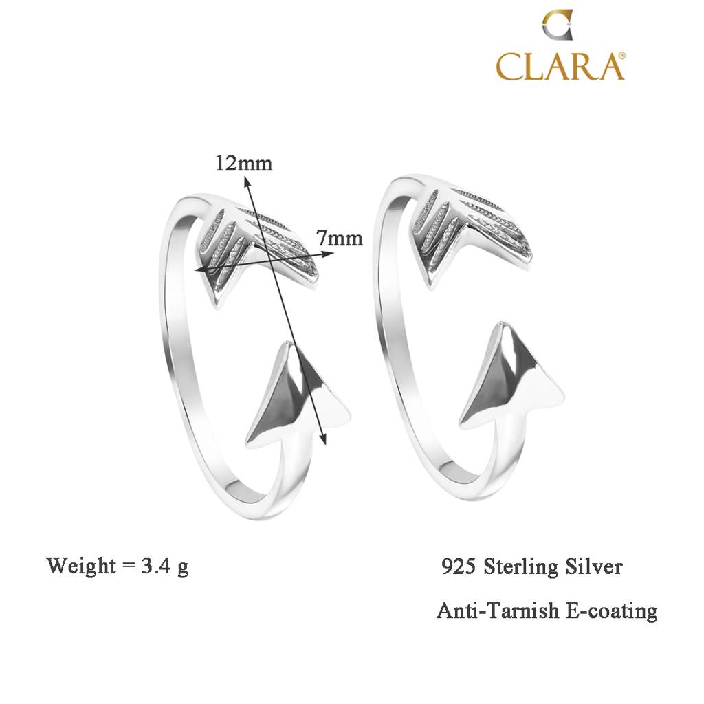 Clara 925 Sterling Silver Size Adjustable Arrow Toe Rings Pair For Women & Girls : CSTR16