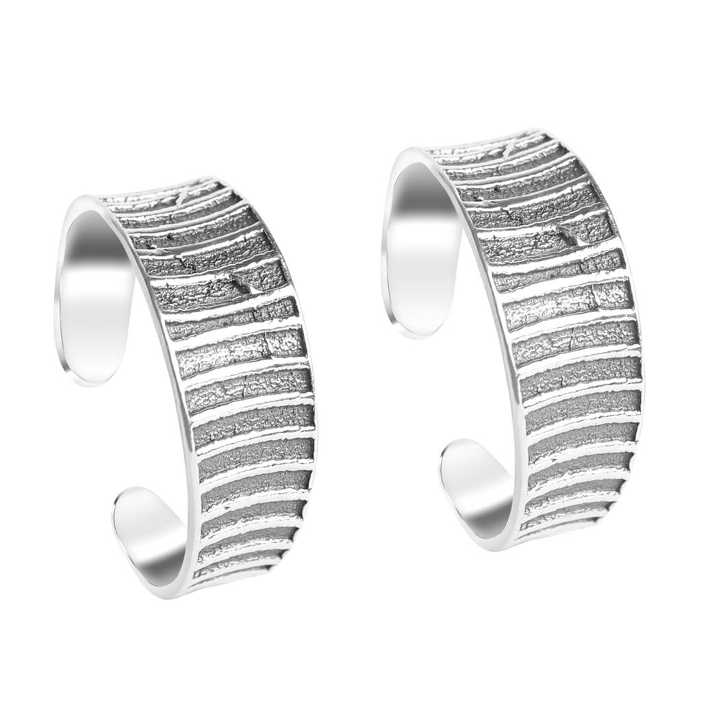 Clara 925 Sterling Silver Size Adjustable Oxidised Line Toe Rings Pair For Women & Girls : CSTR17