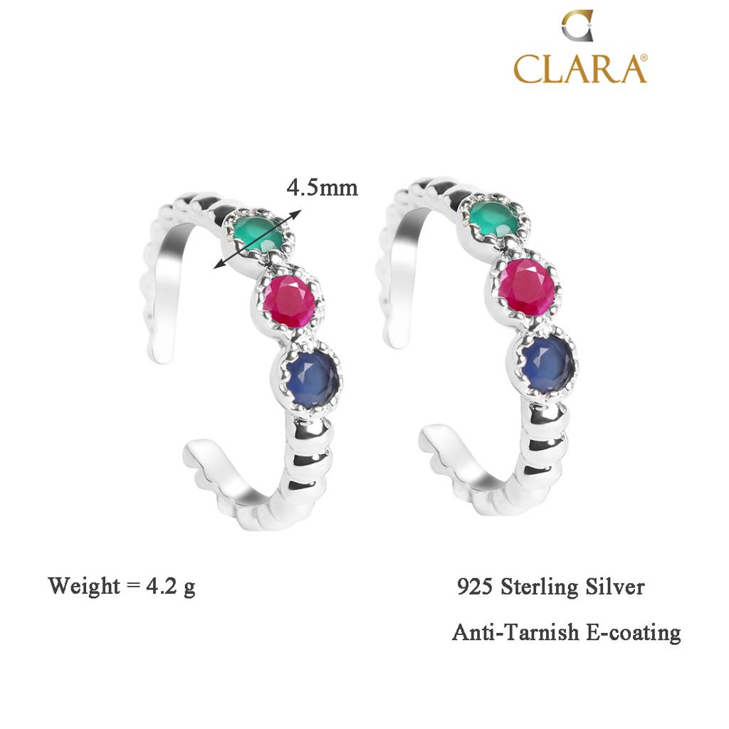 Clara 925 Sterling Silver Size Adjustable Colorful Toe Rings Pair For Women & Girls : CSTR20
