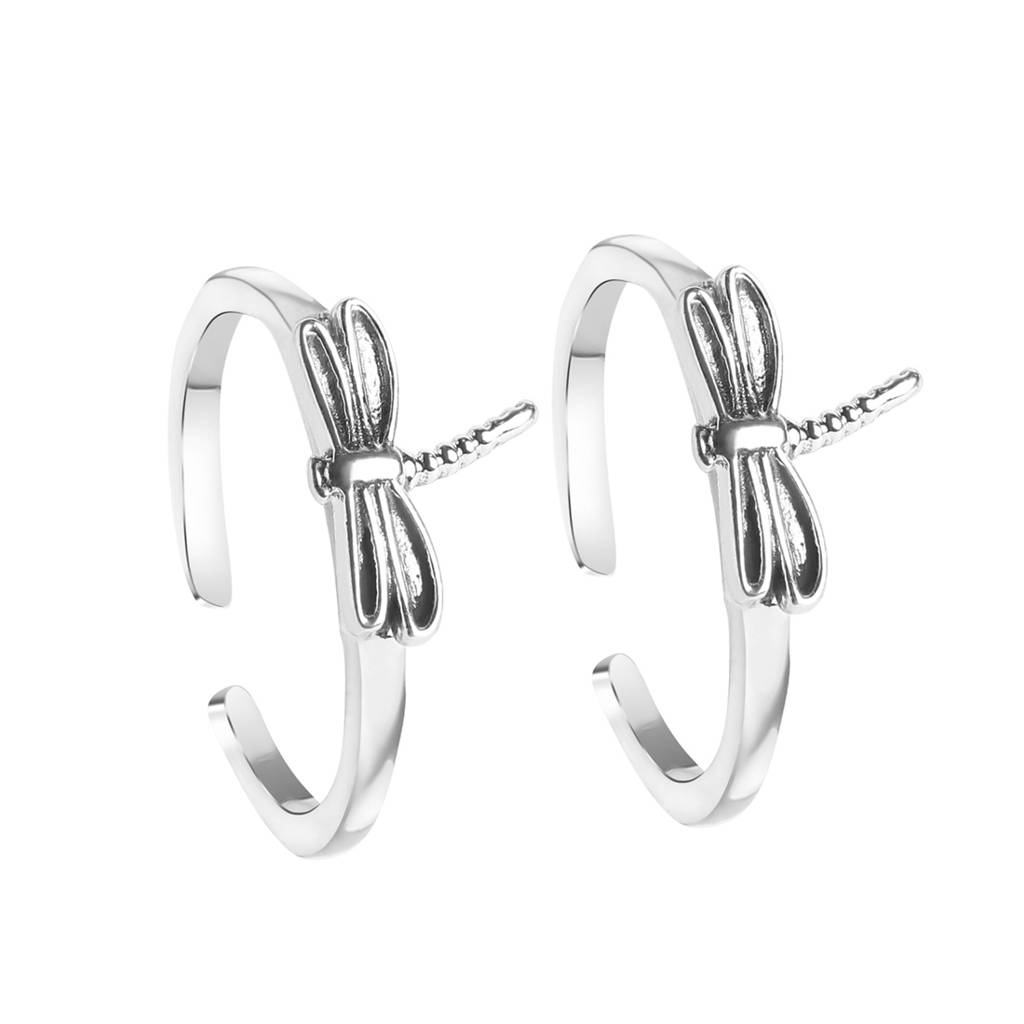 Clara 925 Sterling Silver Size Adjustable Butterfly Toe Rings Pair For Women & Girls : CSTR3