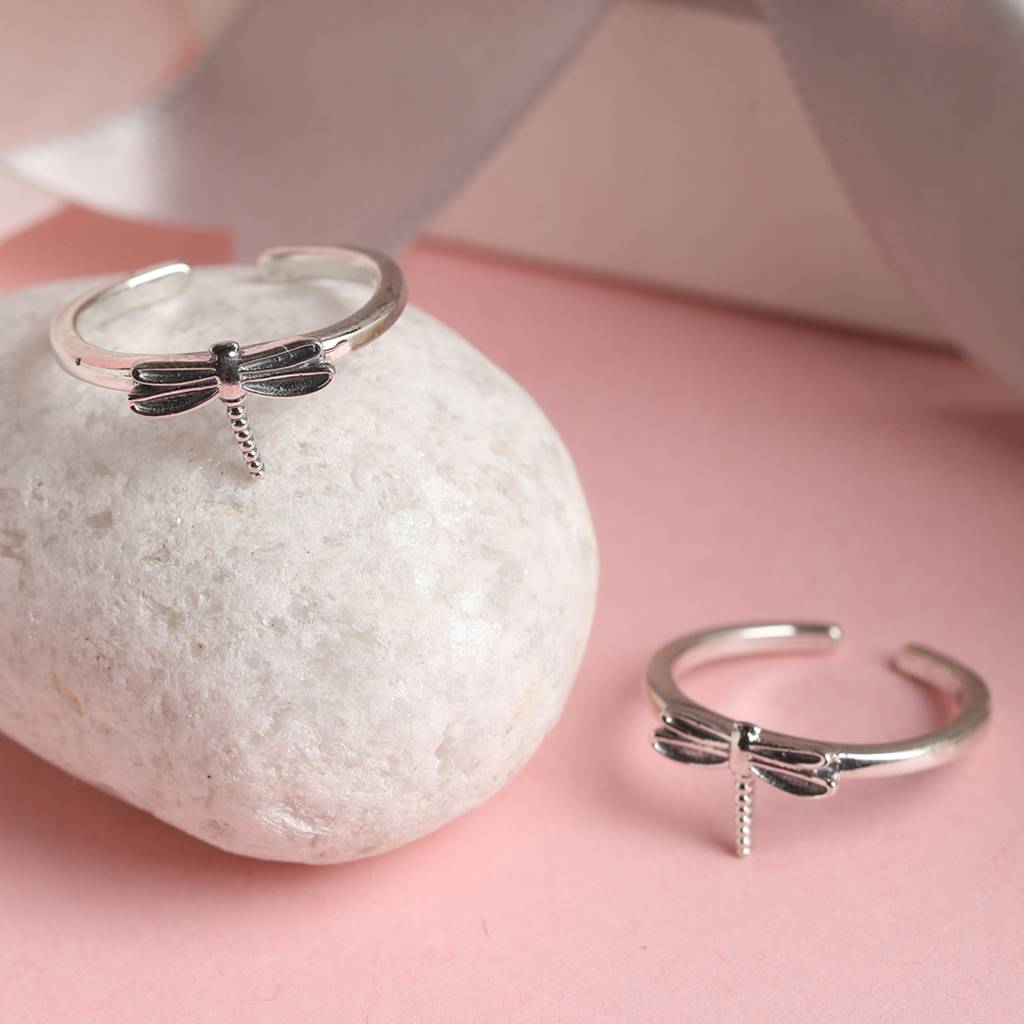 Clara 925 Sterling Silver Size Adjustable Butterfly Toe Rings Pair For Women & Girls : CSTR3