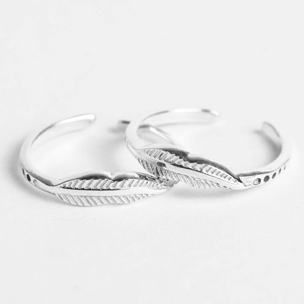 Clara 925 Sterling Silver Size Adjustable Leaf Toe Rings Pair For Women & Girls : CSTR7