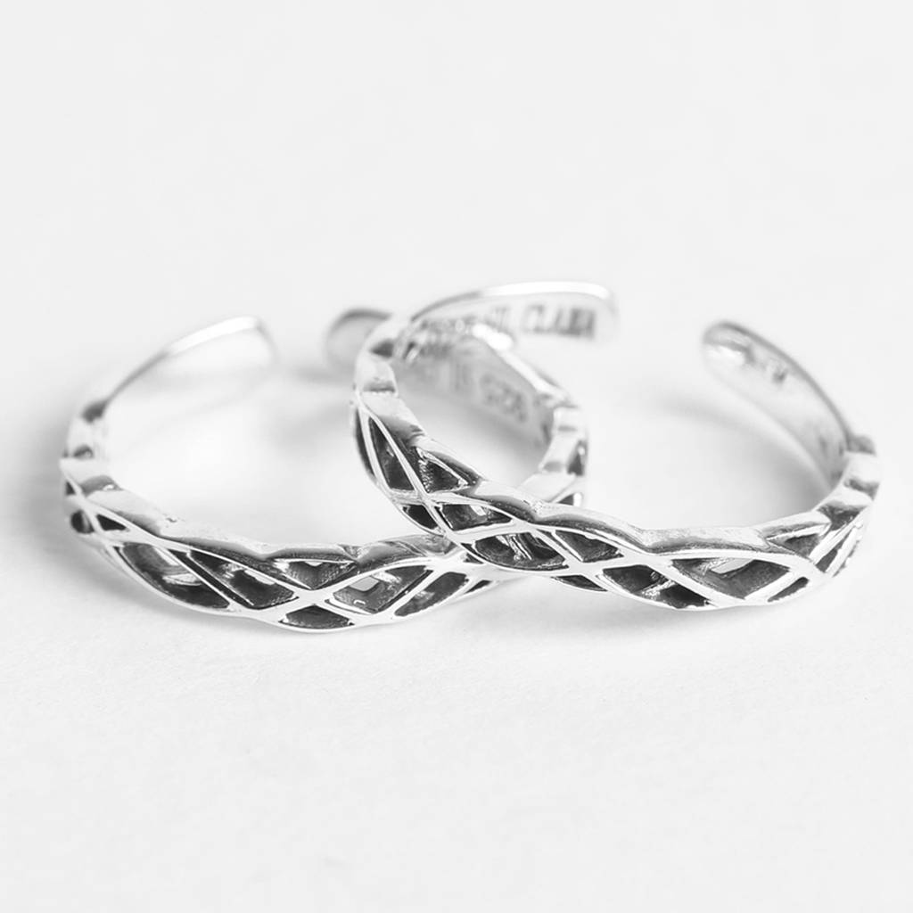 Clara 925 Sterling Silver Size Adjustable Oxidised Knotted Toe Rings Pair For Women & Girls : CSTR8